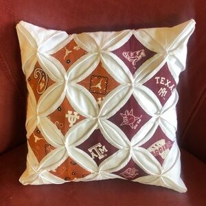 House Divided Texas A&M & Texas Handmade Cathedral Window Quilted Accent Pillow